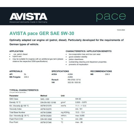 Avista Pace GER 5W-30 4L